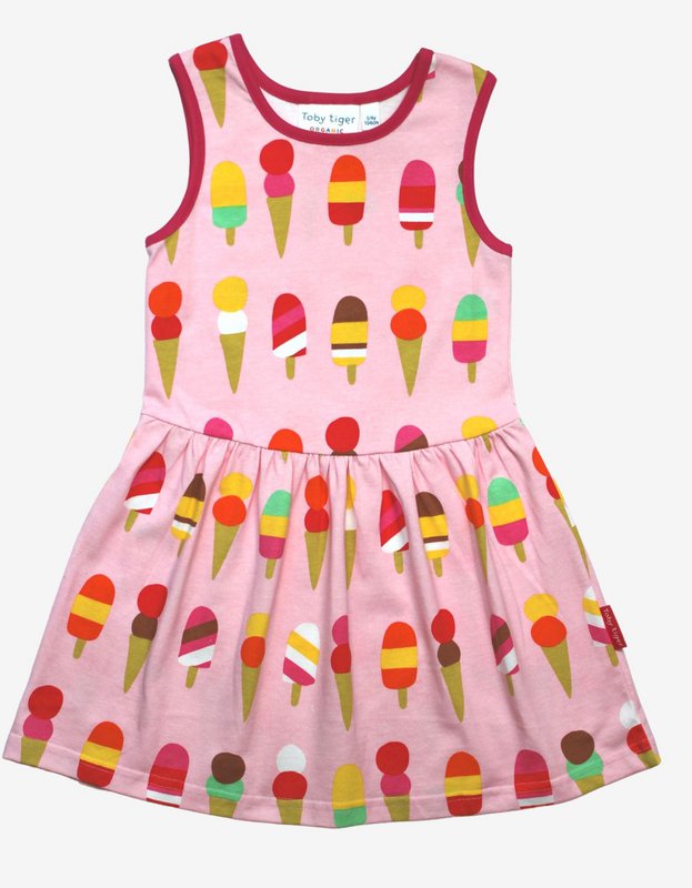 Organic cotton children summer dress with ice cream printing