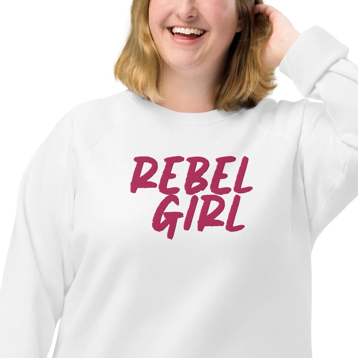 Rebel Girl Unisex Bio-Raglan-Sweatshirt Bio-Kleidung mit STICKEREI