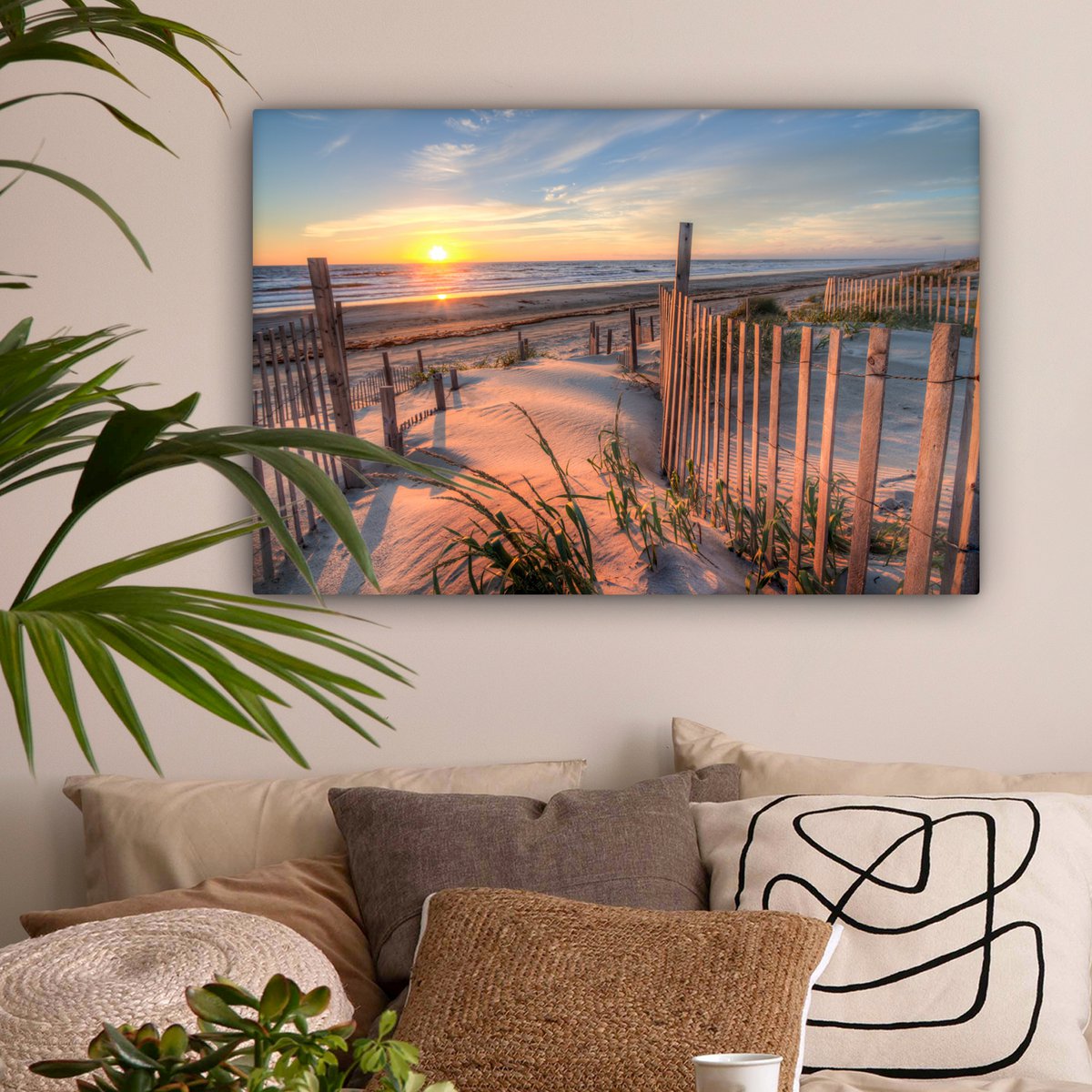 Leinwand Malerei - Wanddekoration - Strand - Meer - Dune - Sonnenuntergang - Landschaft
