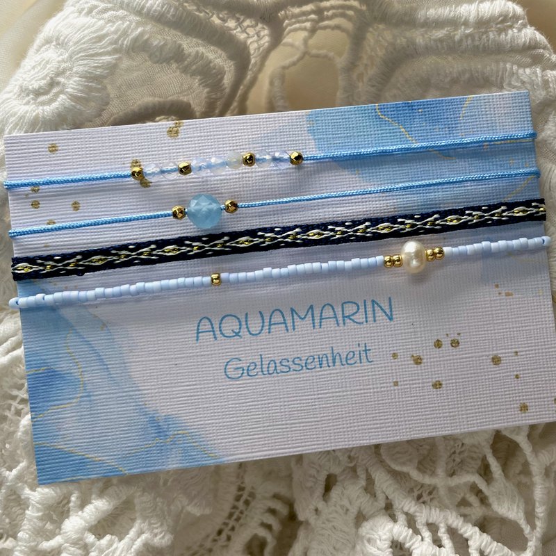 Conjunto de pulsera de piedras preciosas aguamarina