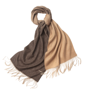 Degradé Lamswollen Sjaal Geweven Bruin Camel