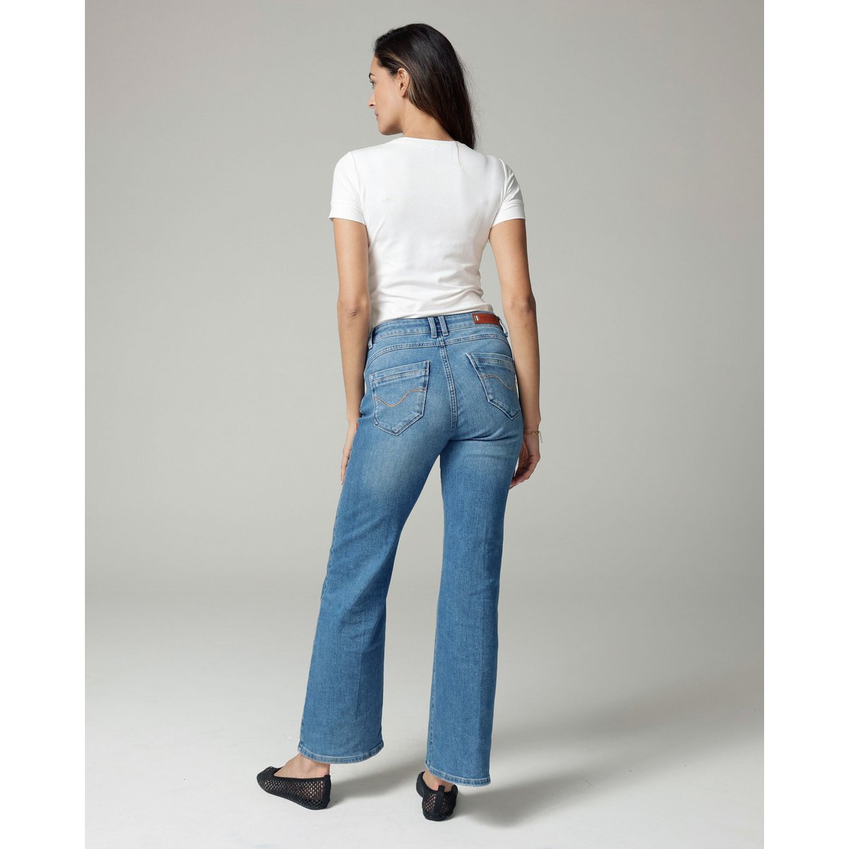 Lys vintageblå jeans med brede ben i mellemhøjde | Den Isa