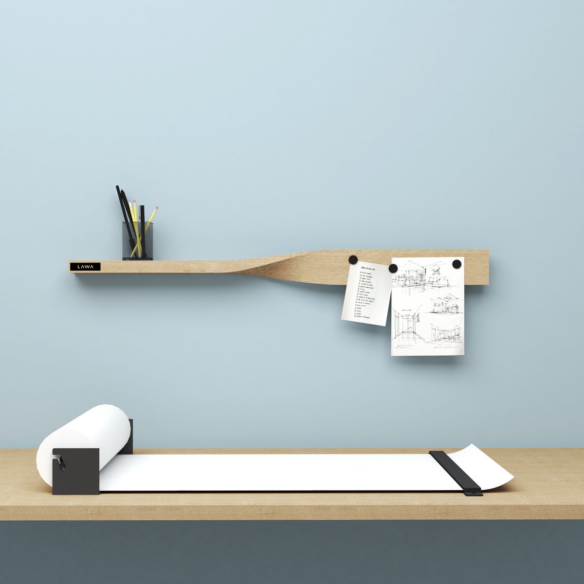 Magnetic Twist Shelf in Oak