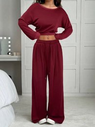 Damesmode slim-fit off-the-shoulder navel effen kleur casual broekpak