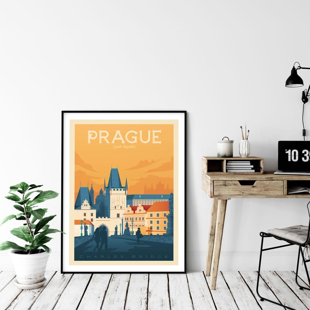 Affiche Prague Vintage | Poster Ville Prague République Tchèque