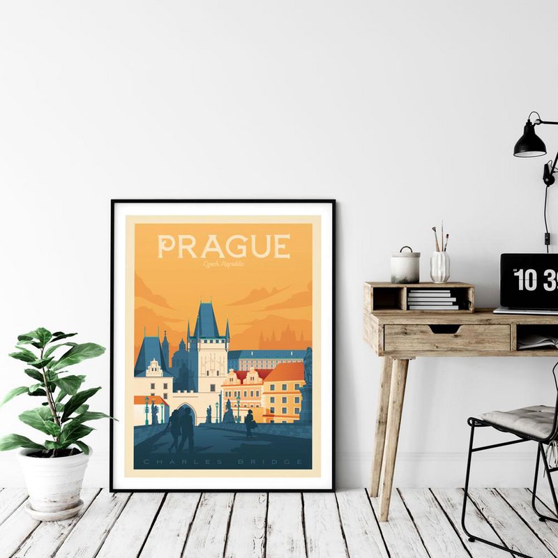 Affiche Prague Vintage | Poster Ville Prague République Tchèque