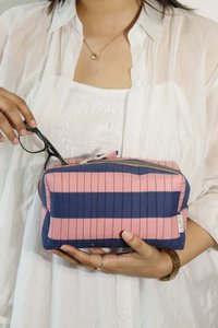 Pouch | Quilted Padded Bold Block Print | Cotton