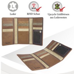 Sunsa women's wallet. leather purse. Wallet with RFID protection. Sustainable wallet made from leather scraps. Large women's wallet with many credit card compartments - wallet/purses for women the best gift idea.