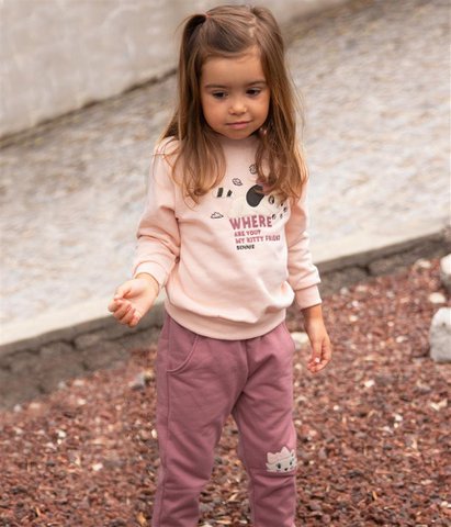 Playful Embroidered Sweatshirt & Trousers Set