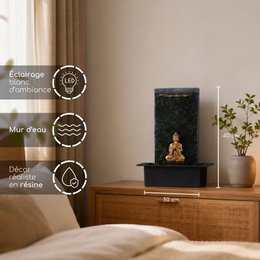 Zimmerbrunnen – Zenitude – Buddha-Statue LED-Beleuchtung – Zen- und Entspannungsatmosphäre – Deko-Idee