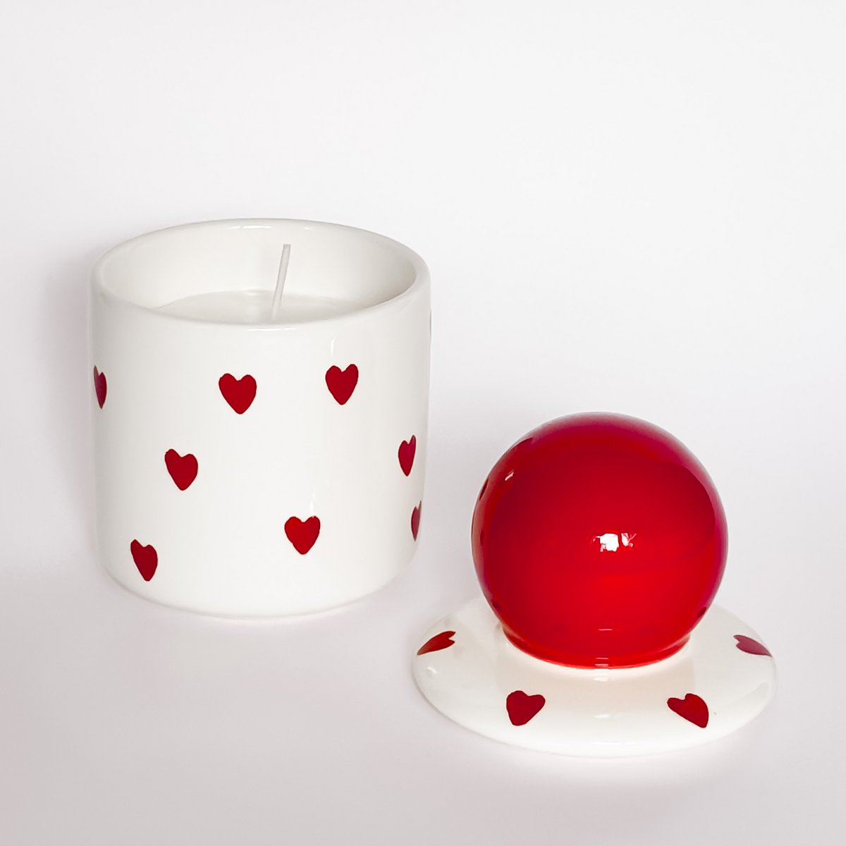 Vela con tapa Amore – rojo tramonto