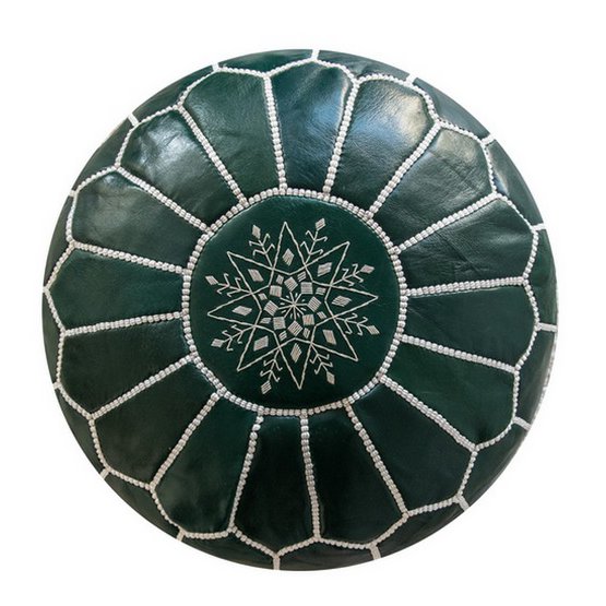 Lederen pouffe - groen