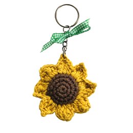 Luna-Leena porte-clés tournesol jaune - bijou de sac - coton biologique - crocheté main au Népal