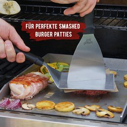 Premium Grill Spatuły wykonane ze stali nierdzewnej o wysokiej jakości dla roztrzaskanego burgera w tym. 30 kawałków papieru do nalewania - Grill Spatuły dla Plancha i Teppanyaki - Grill Turner wykonany ze stali nierdzewnej - idealne akcesoria grillo