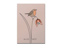 Carte postale "All the best", rouges-gorges