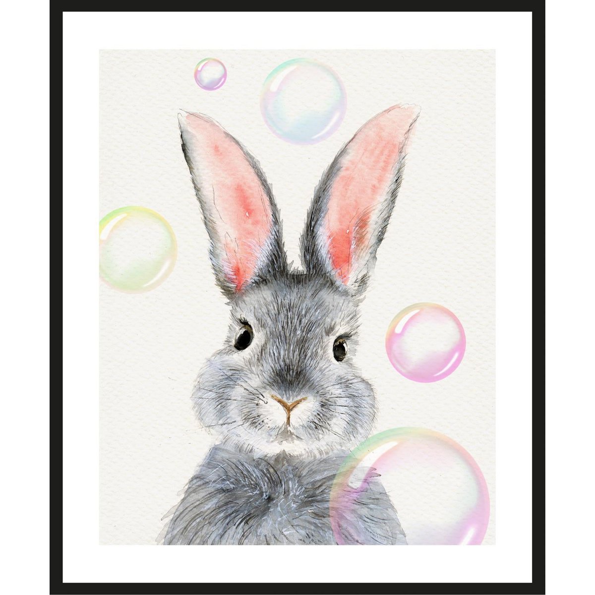 Rahmenbild - Hase mit Seifenblasen