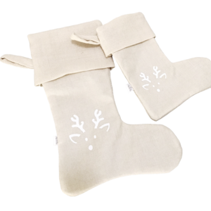 Christmas stocking reindeer 30x21cm linen