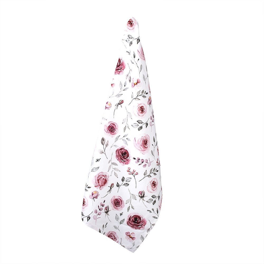 Tea towel 50x70 cm White Pink Cotton Roses Dishcloth