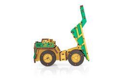 Eco Wood Art (EWA) 3D-Puzzle aus mechanischem Holz, Bergbau-Muldenkipper Belaz-7513E, 4219, Farbe Gelb und Grün, 17 x 10 x 9 cm