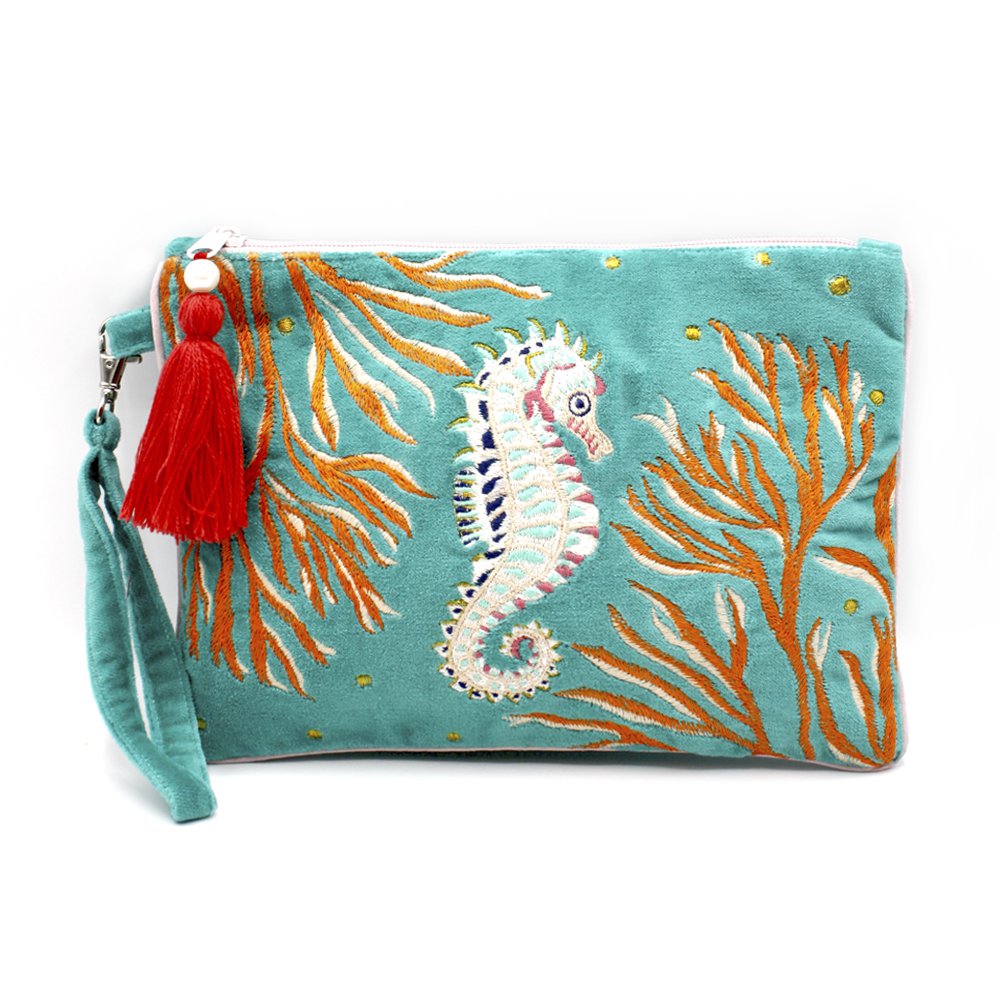 Koralle Seepferdchen-Clutch