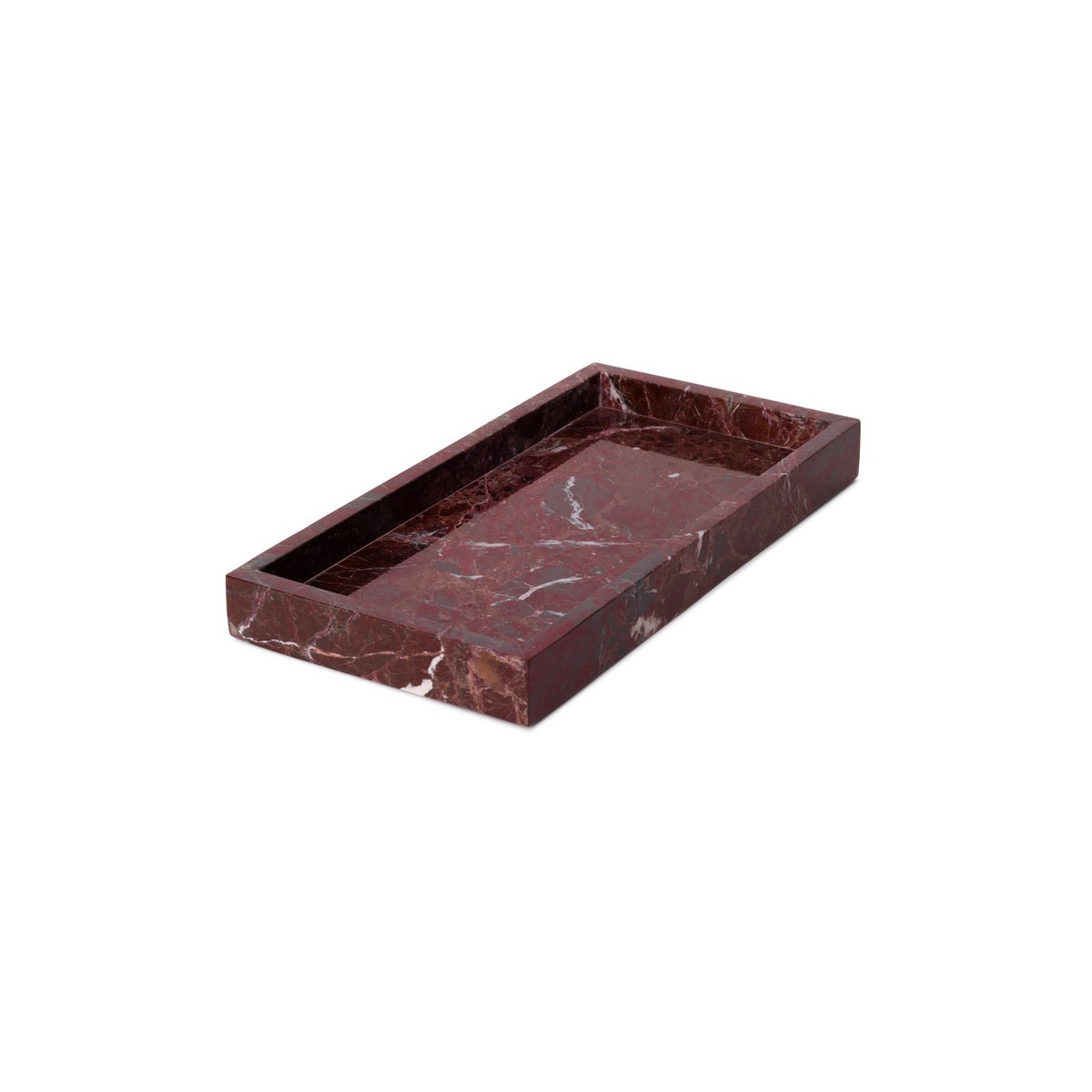 Plateau en marbre avec bord 15x30cm rouge