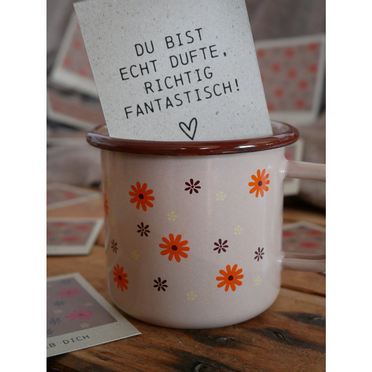 Mug émaillé je t'aime beige