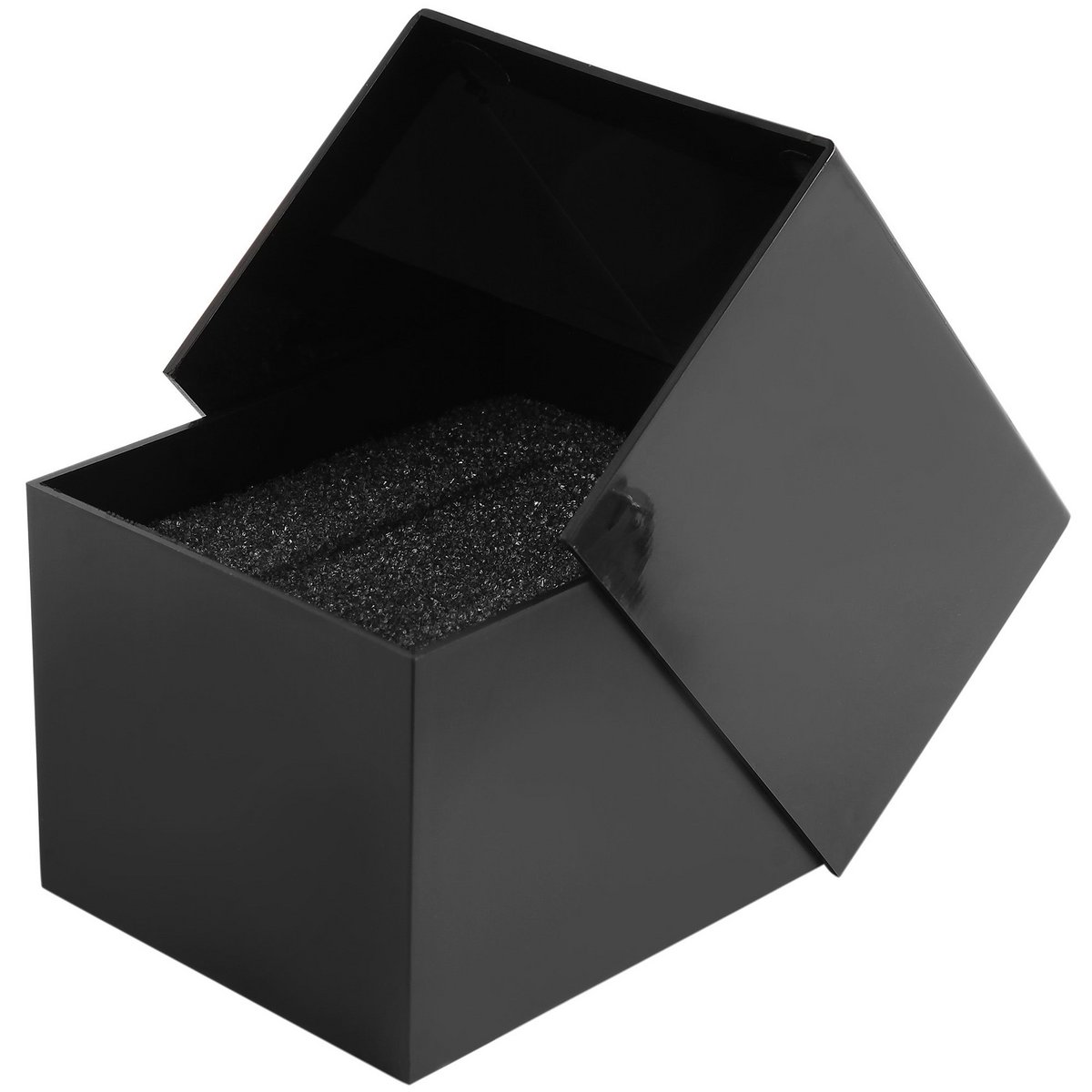 Kunststof horlogedoos, zwart, scharnierend deksel, 12 stuks, 9,9 cm x 8,1 cm x 6,8 cm
