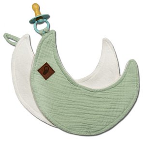 Dou dou cuddly toy with a similar pendant BIO cotton muslin pacifier holder Moon Mint