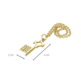 Bremen sleutel met ketting, goud, L 4,5 cm