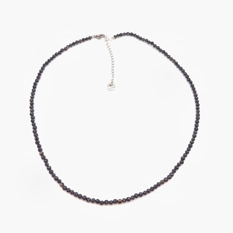 Collier perles facettées - Tourmaline noire (3 mm)