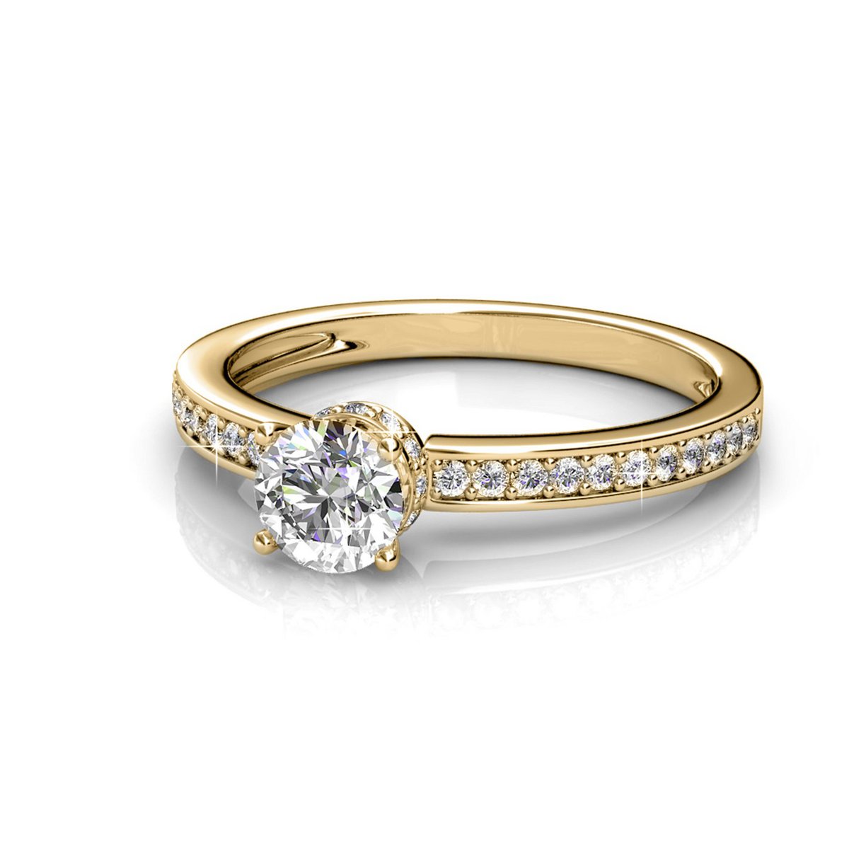 Elise Ring - Gold and Crystal