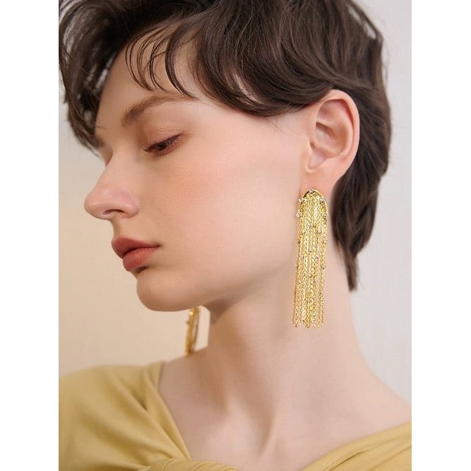 Pendientes largos con borlas brillantes