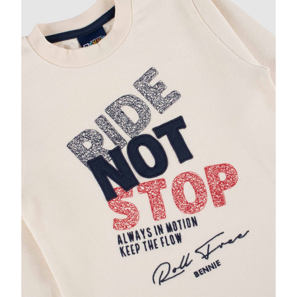 Dynamic Motion getextureerde jersey top met lange mouwen – ecru