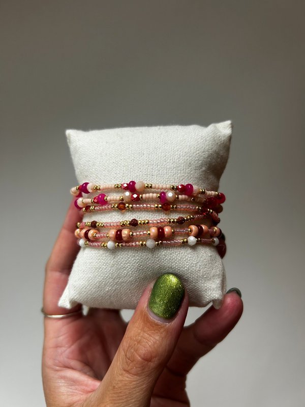 Handgemaakte armbandenset - pink01