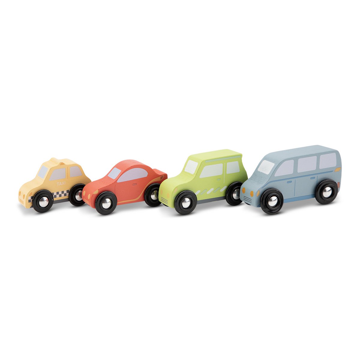 Stadtfahrzeug-Set aus Holz mit 4 Autos