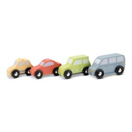 Stadtfahrzeug-Set aus Holz mit 4 Autos