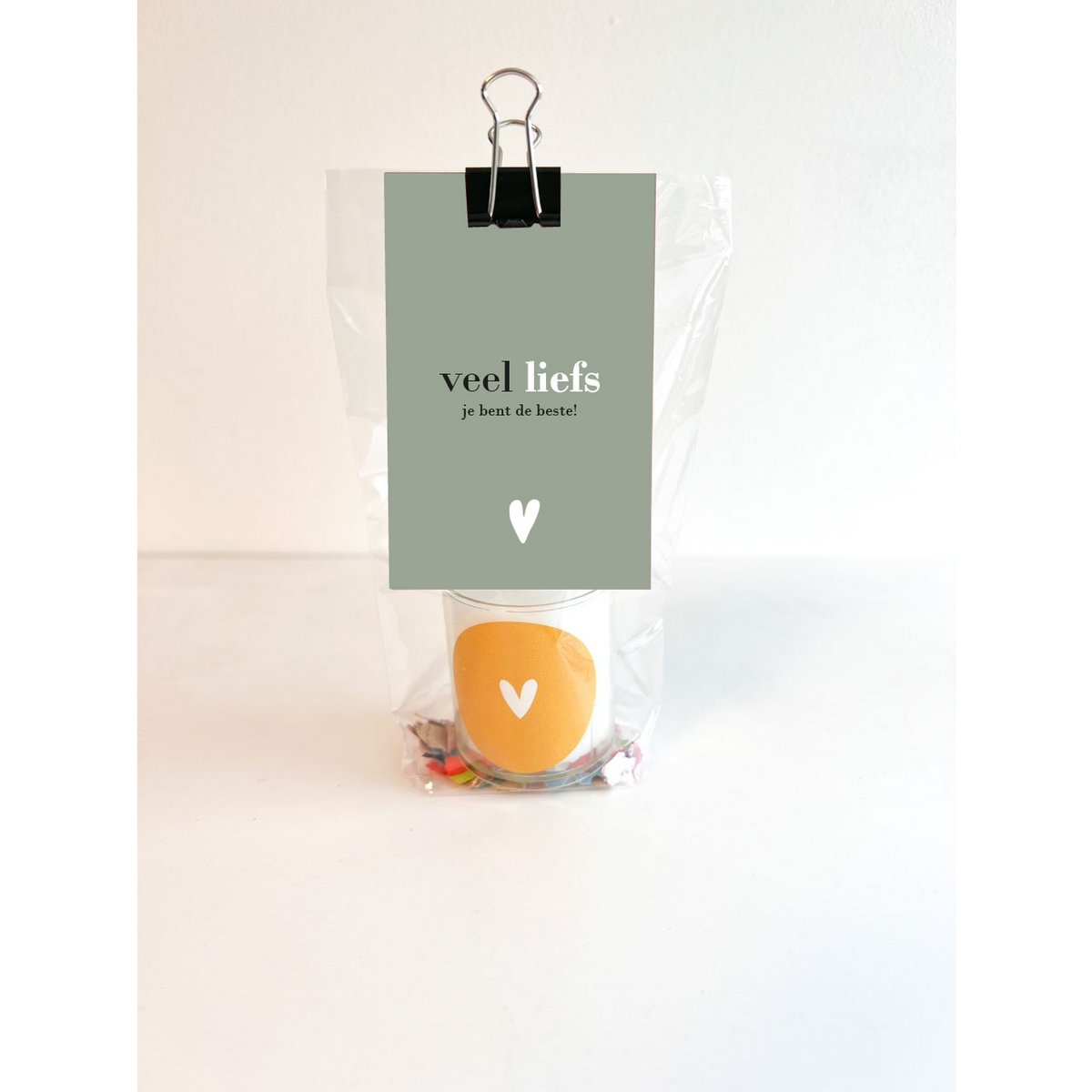 Cadeauzakje kaarsje - Veel liefs
