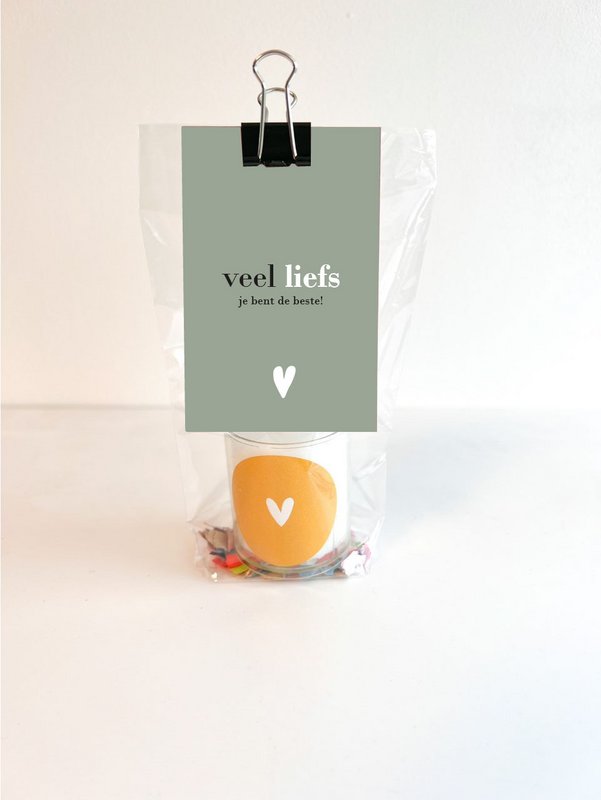 Cadeauzakje kaarsje - Veel liefs
