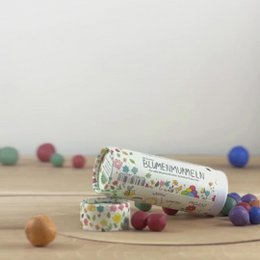 25 bunte Blumenmurmeln in Dose