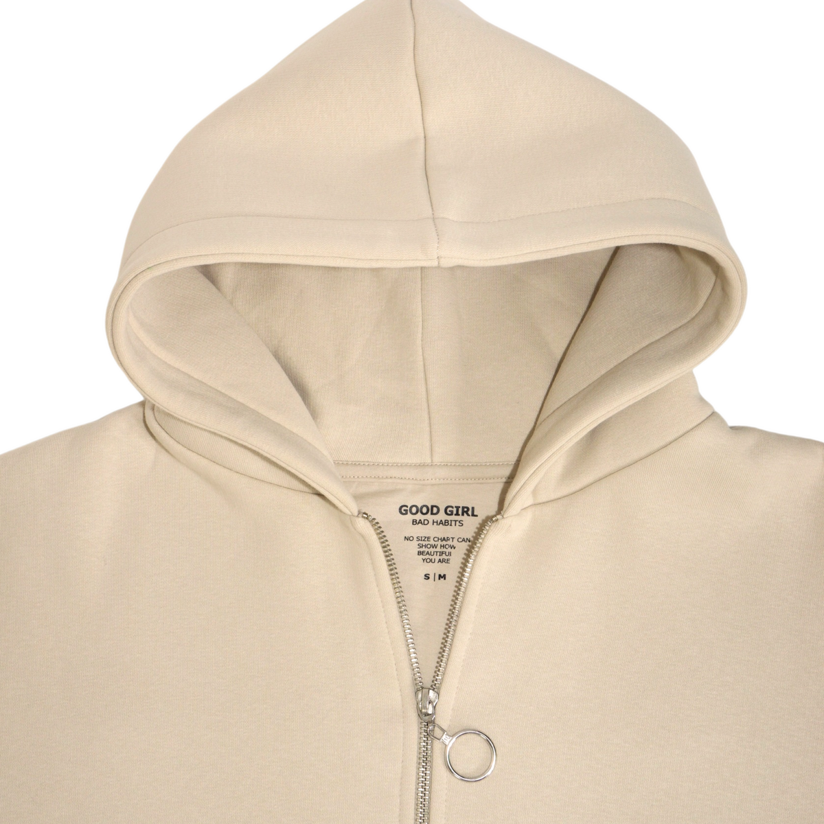 Hoodie mit Reißverschluss "GGBH" - Beige