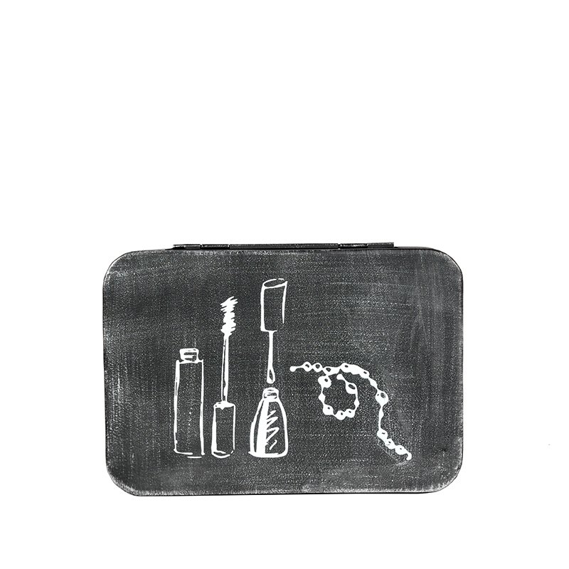 Hazer Boîte de Rangement Maquillage - Noir Antique - Métal - Taille Unique 21 x 9 x 15 cm