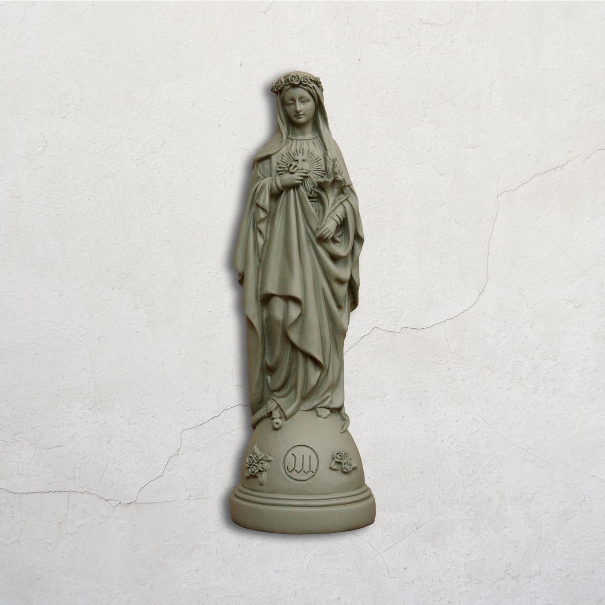 Statuette Mary med blomster