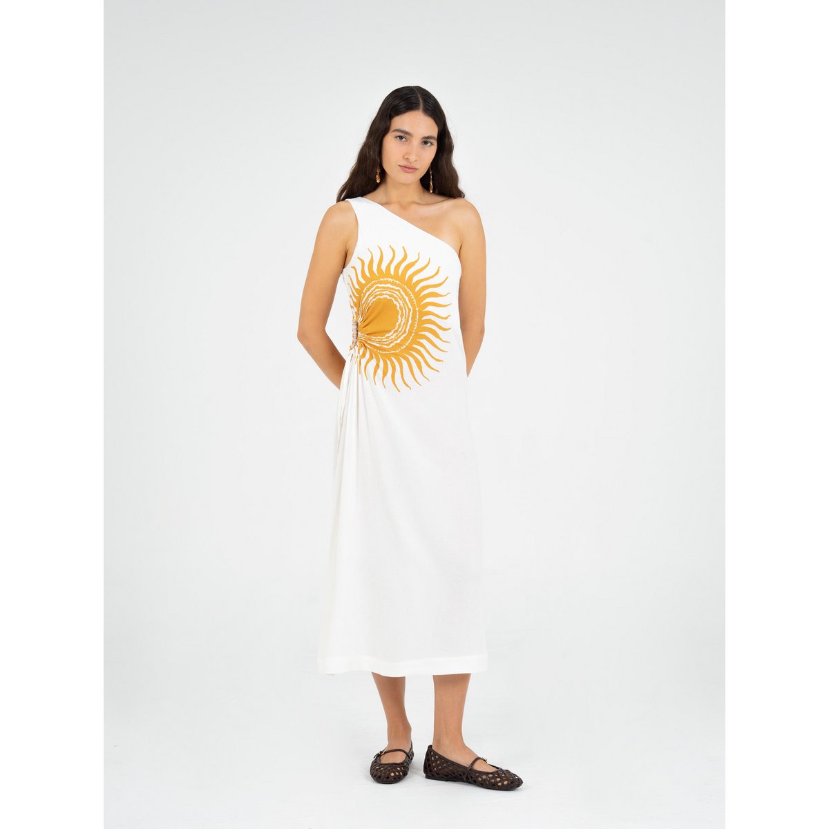 Clara Sun-Printed One-Shoulder Dress