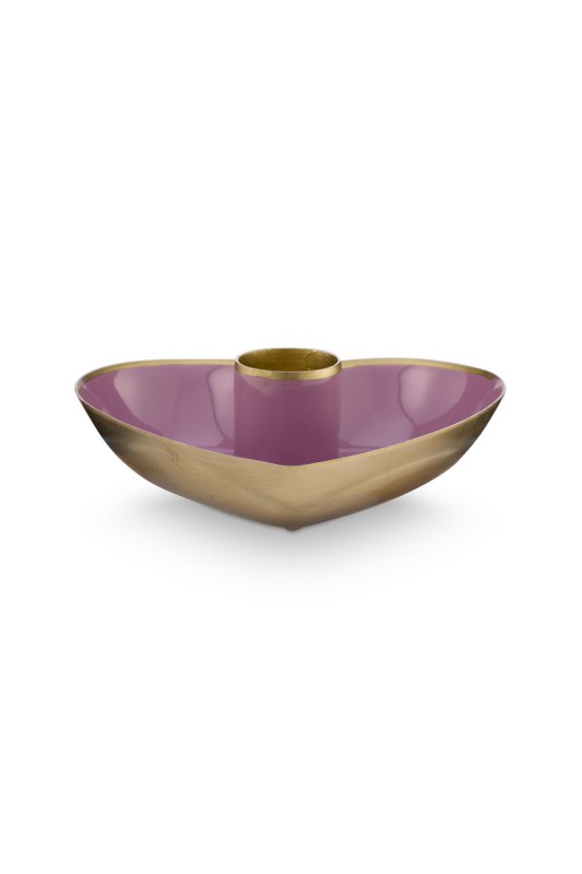 Set/2 Candle Holders Metal Heart Lilac 10x3cm