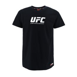 Black UFC men's t-shirt with UFC logo, available in sizes S to XXL, suitable for sport, training, and streetwear.