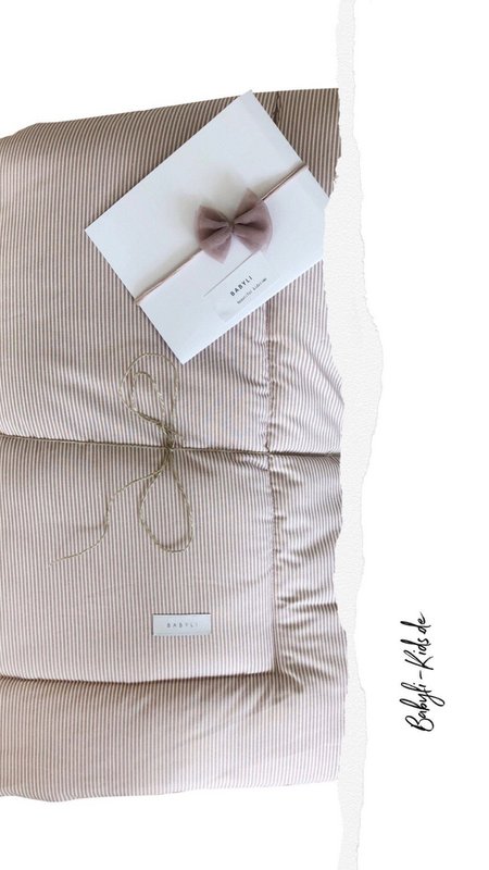 Baby-Krabbeldecke, Spieldecke, 140x120 cm Streifen beige grau