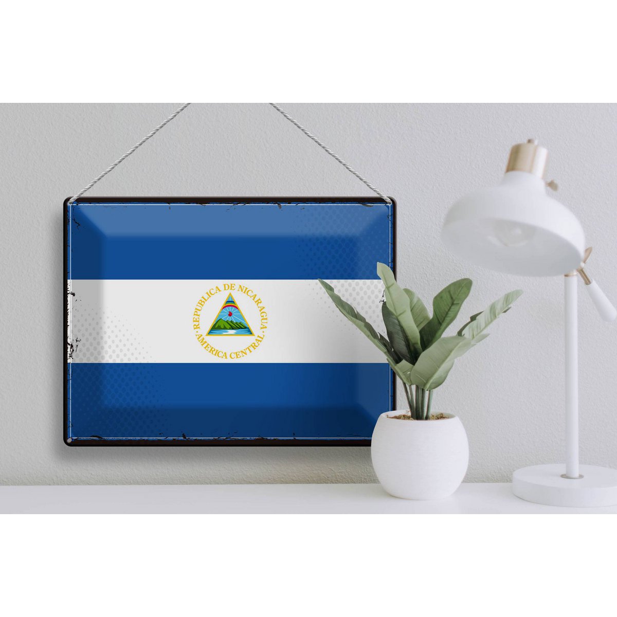 Tin Sign Flag Nicaragua 40x30cm Retro Flag Nicaragua