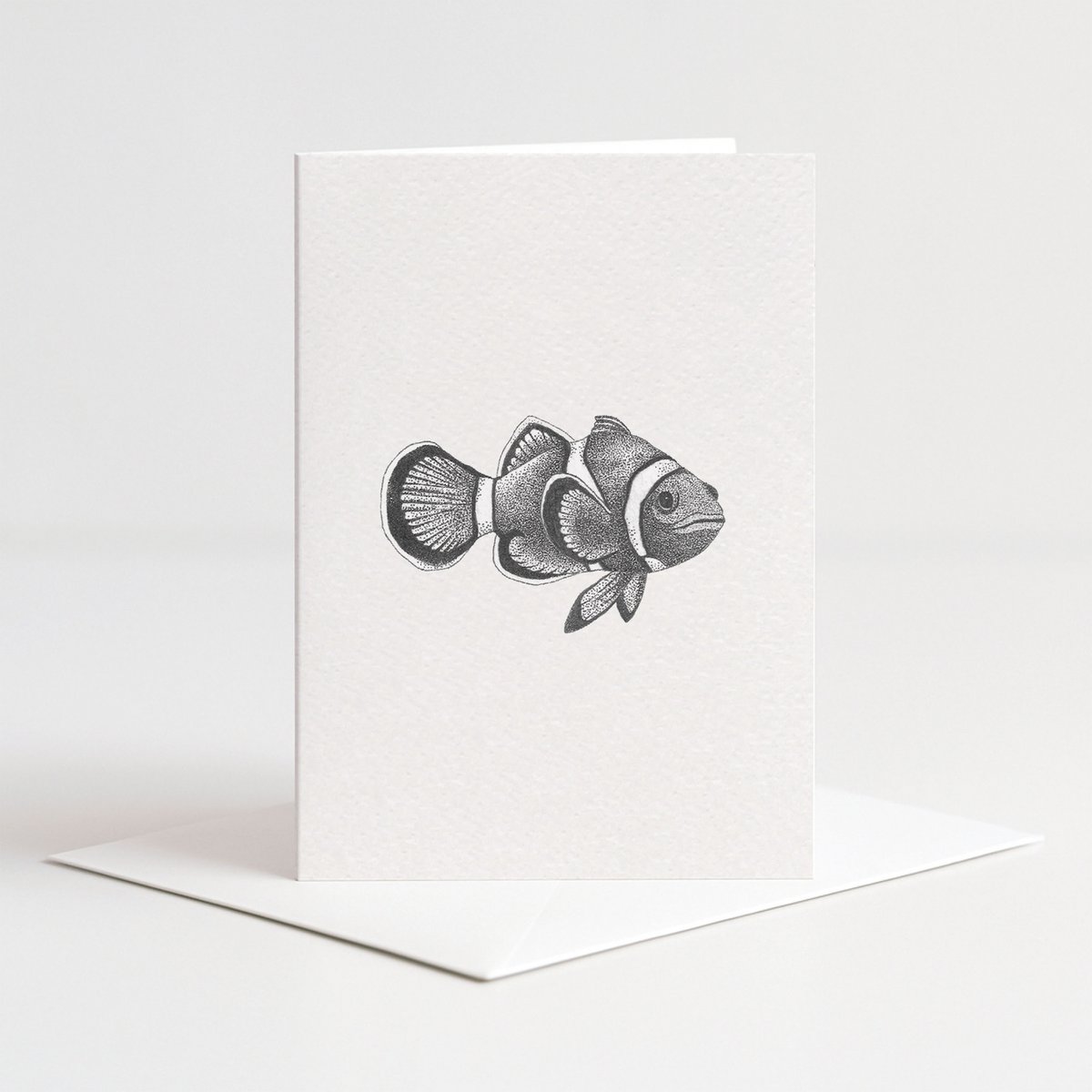 Card clownfish black and white with envelope