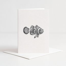 Kaart clownfish zwart-wit met envelop
