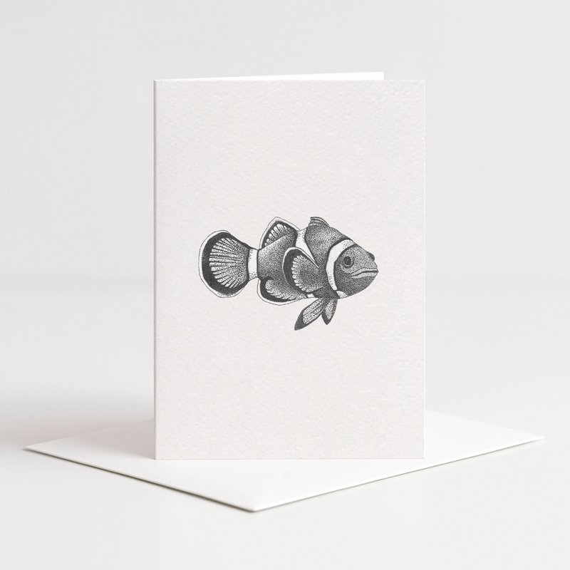 Card clownfish black and white with envelope
